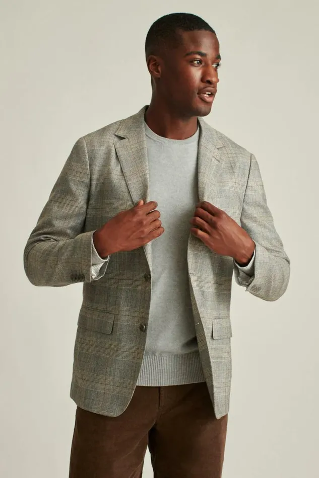 Men Jetsetter Unconstructed Italian Wool Blazer Grey Deco Bonobos Blazers and Sport Coats