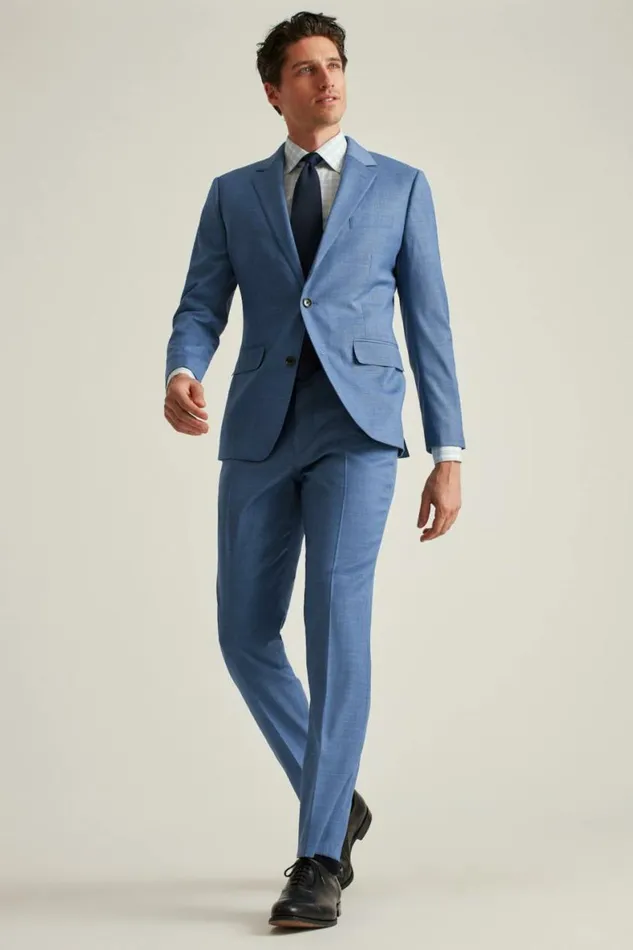 Men Jetsetter Wool Blazer Steel Blue Texture Bonobos Blazers and Sport Coats