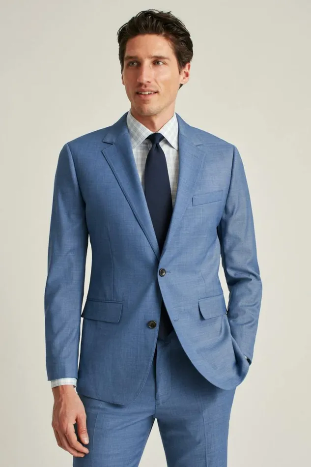 Men Jetsetter Wool Blazer Steel Blue Texture Bonobos Blazers and Sport Coats
