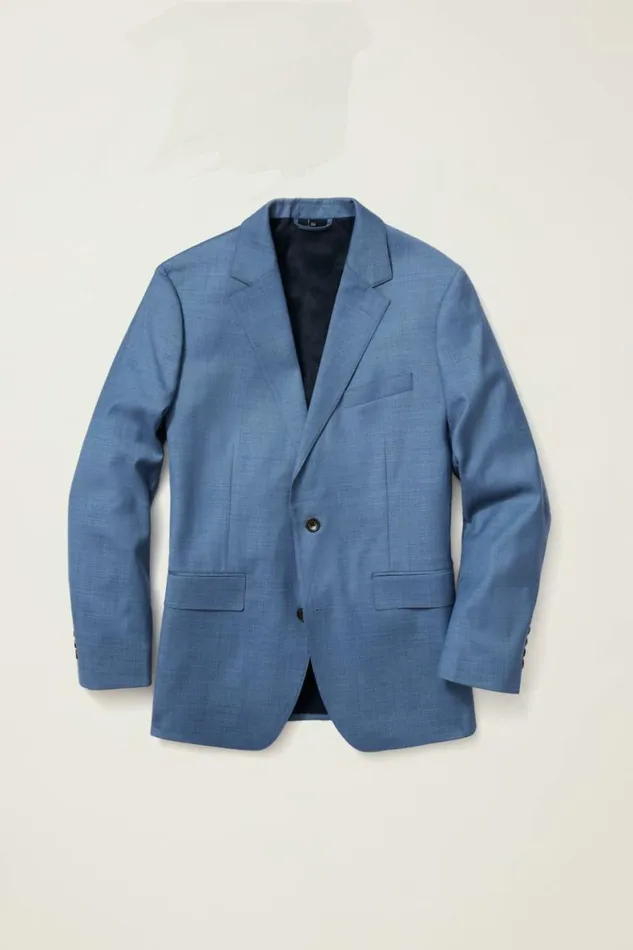 Men Jetsetter Wool Blazer Steel Blue Texture Bonobos Blazers and Sport Coats