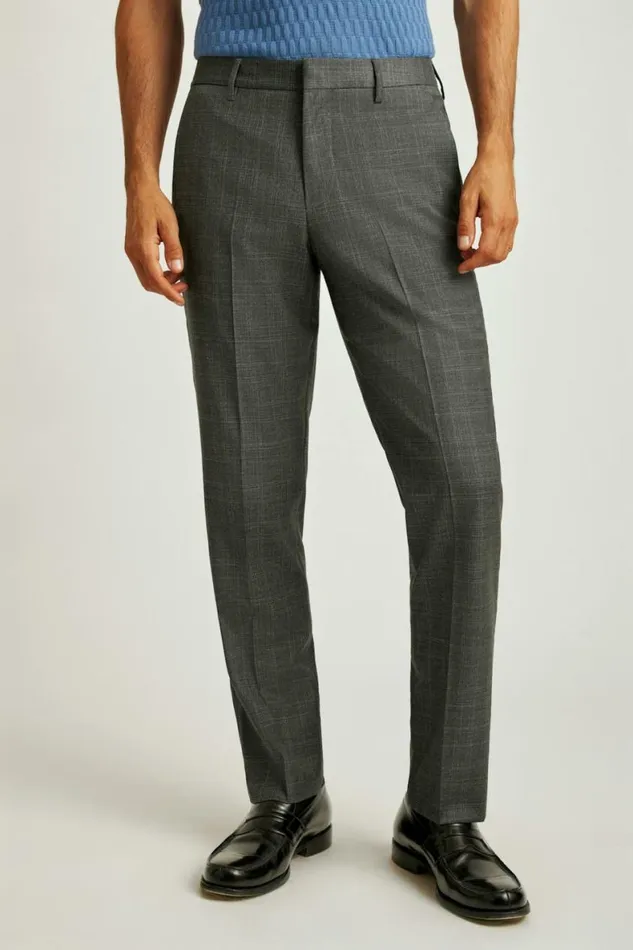 Men Jetsetter Wool Dress Pant Charcoal Glen Check Bonobos Dress Pants