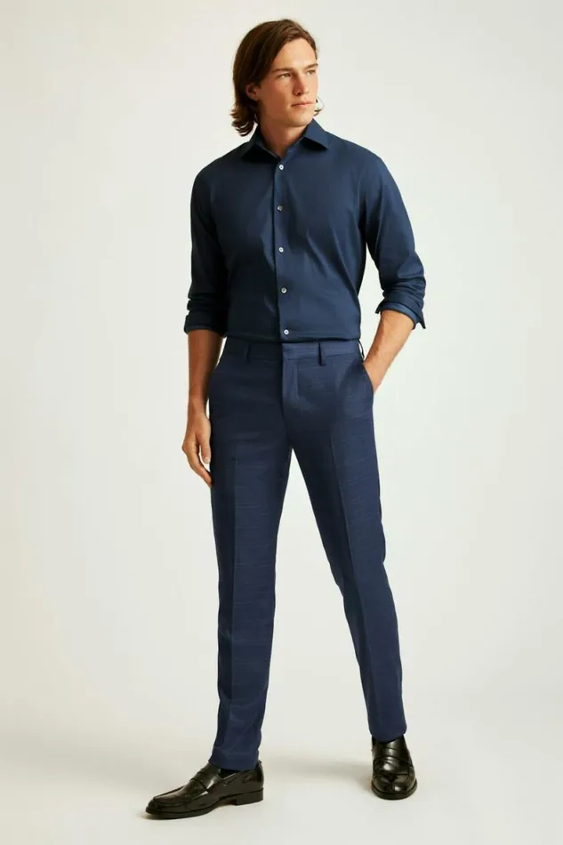 Men Jetsetter Wool Dress Pant Navy Glen Plaid Bonobos Dress Pants