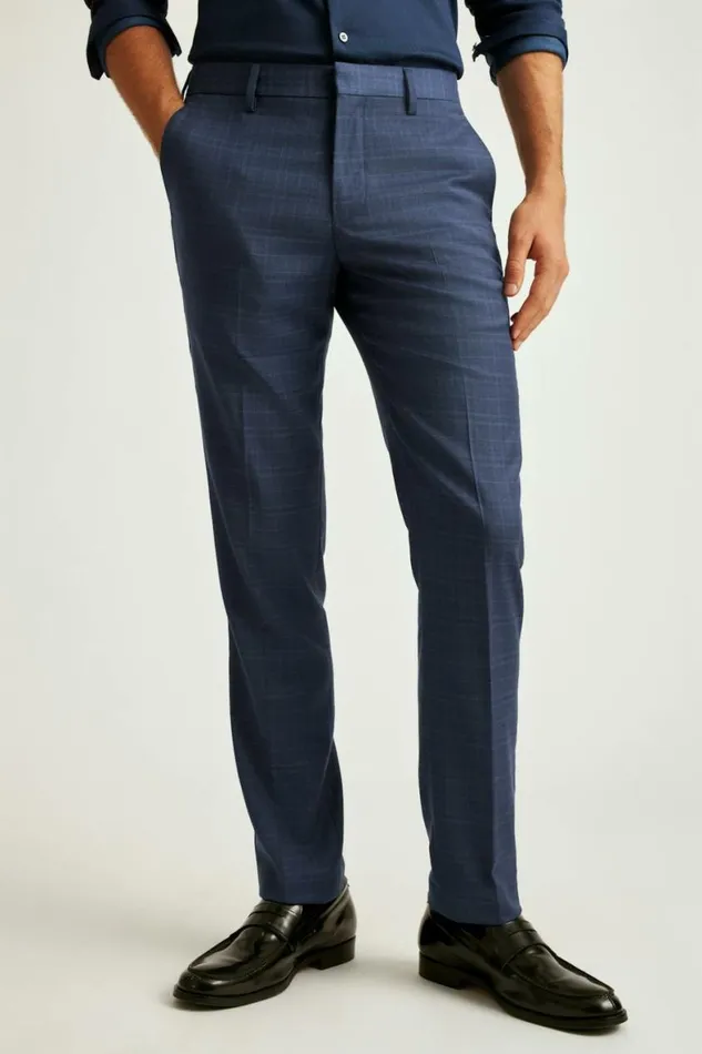 Men Jetsetter Wool Dress Pant Navy Glen Plaid Bonobos Dress Pants