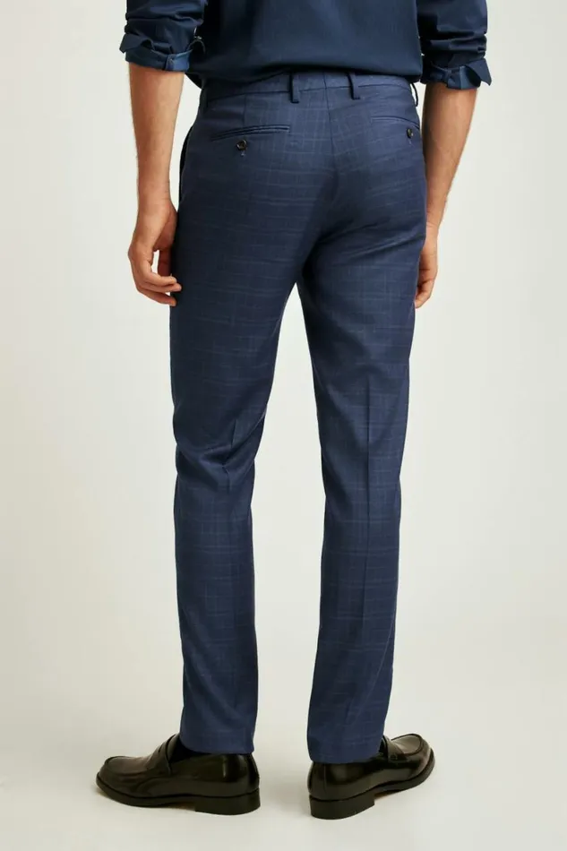 Men Jetsetter Wool Dress Pant Navy Glen Plaid Bonobos Dress Pants