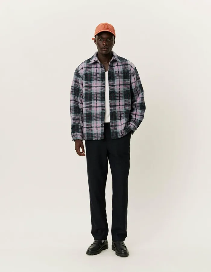 Men Jonathan Check Overshirt 8211 Dark NavyOyster Rose Les Deux ShirtsOvershirts