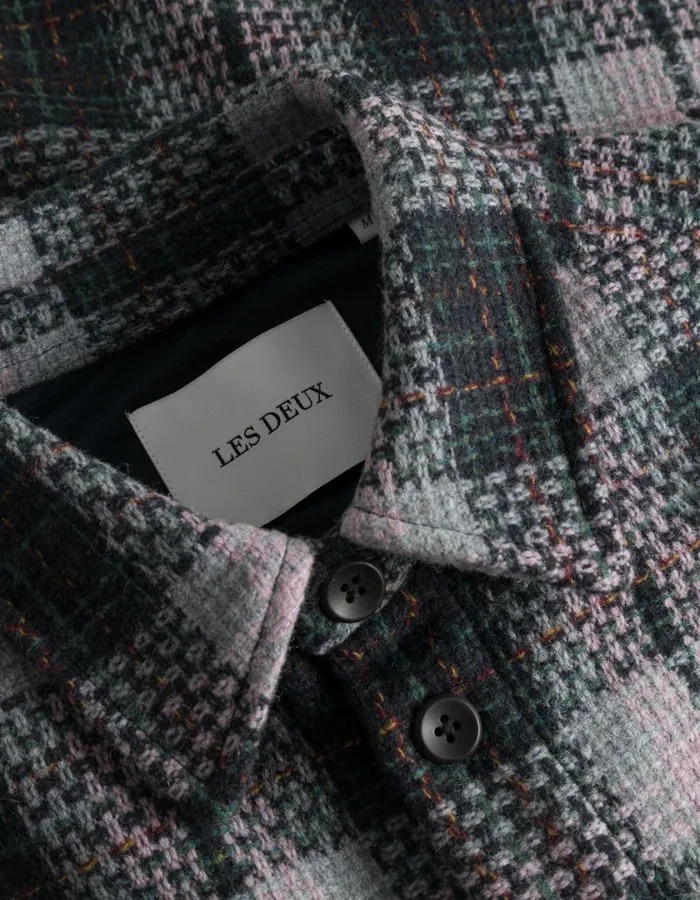 Men Jonathan Check Overshirt 8211 Dark NavyOyster Rose Les Deux ShirtsOvershirts
