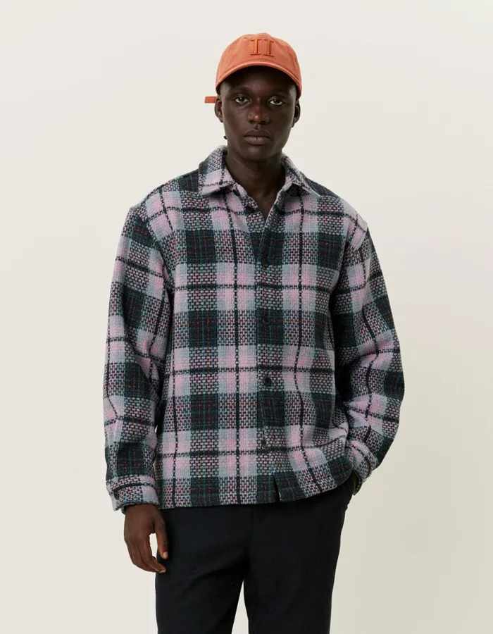 Men Jonathan Check Overshirt 8211 Dark NavyOyster Rose Les Deux ShirtsOvershirts