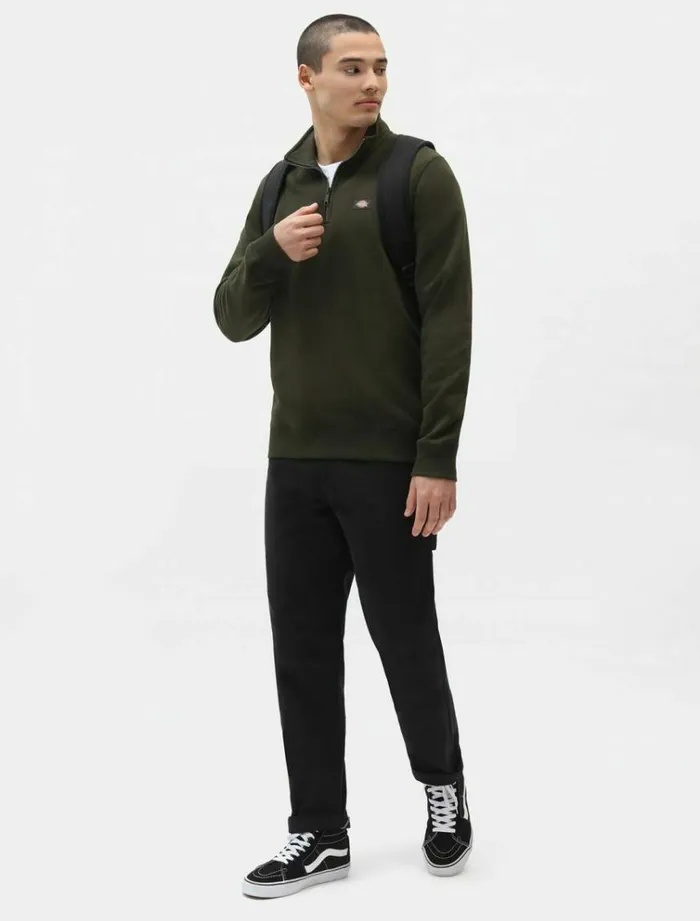 Men Jumpers and Sweatshirts Dickies Oakport Quarter Zip Olive Green
