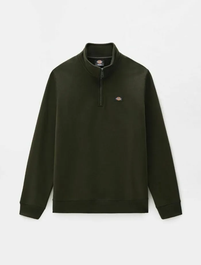 Men Jumpers and Sweatshirts Dickies Oakport Quarter Zip Olive Green