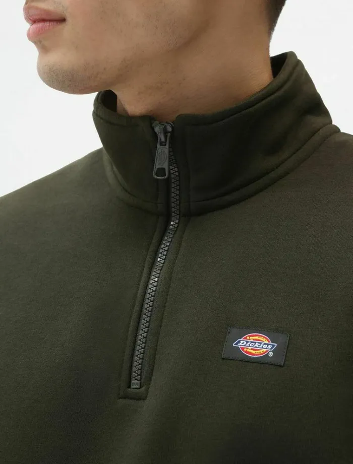 Men Jumpers and Sweatshirts Dickies Oakport Quarter Zip Olive Green