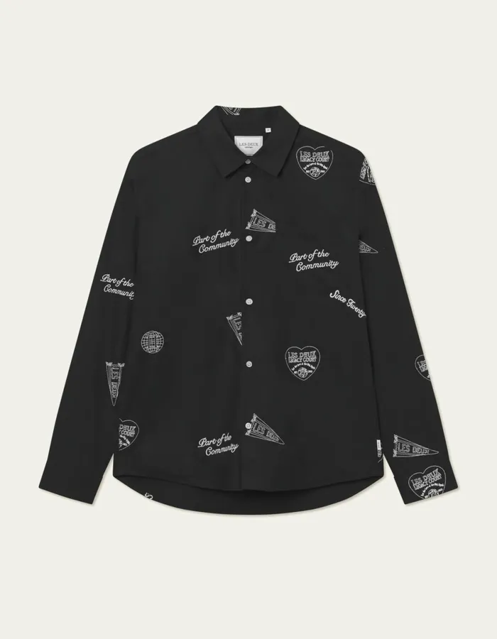 Men Kalen AOE Shirt 8211 BlackIvory Les Deux ShirtsOvershirts