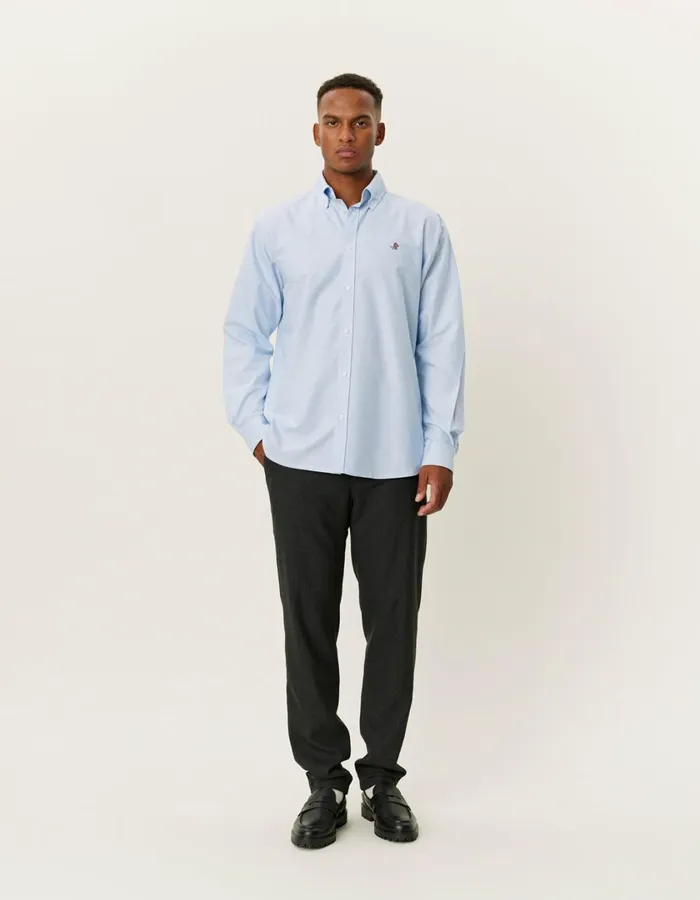 Men Kent Oxford Shirt 20 8211 Light Blue Les Deux ShirtsOvershirts