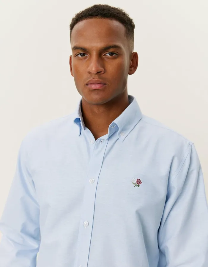 Men Kent Oxford Shirt 20 8211 Light Blue Les Deux ShirtsOvershirts