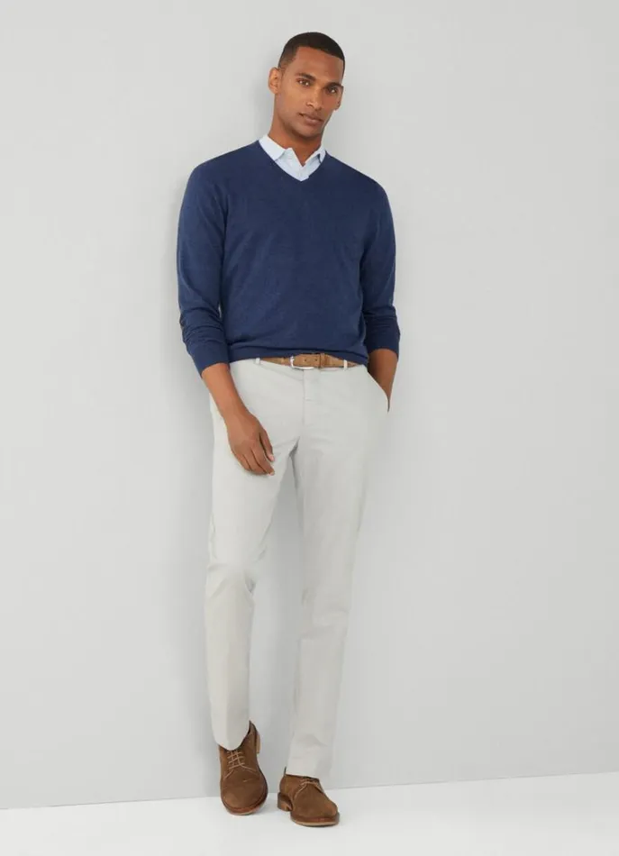 Men Knitwear Hackett London Cotton And Cashmere VNeck Jumper Navy