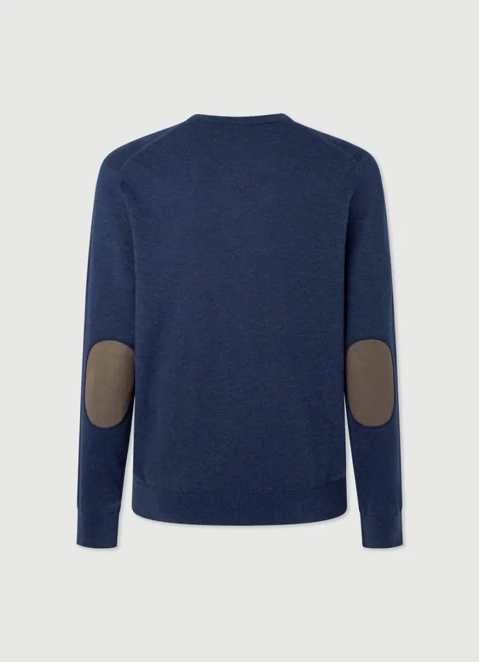 Men Knitwear Hackett London Cotton And Cashmere VNeck Jumper Navy