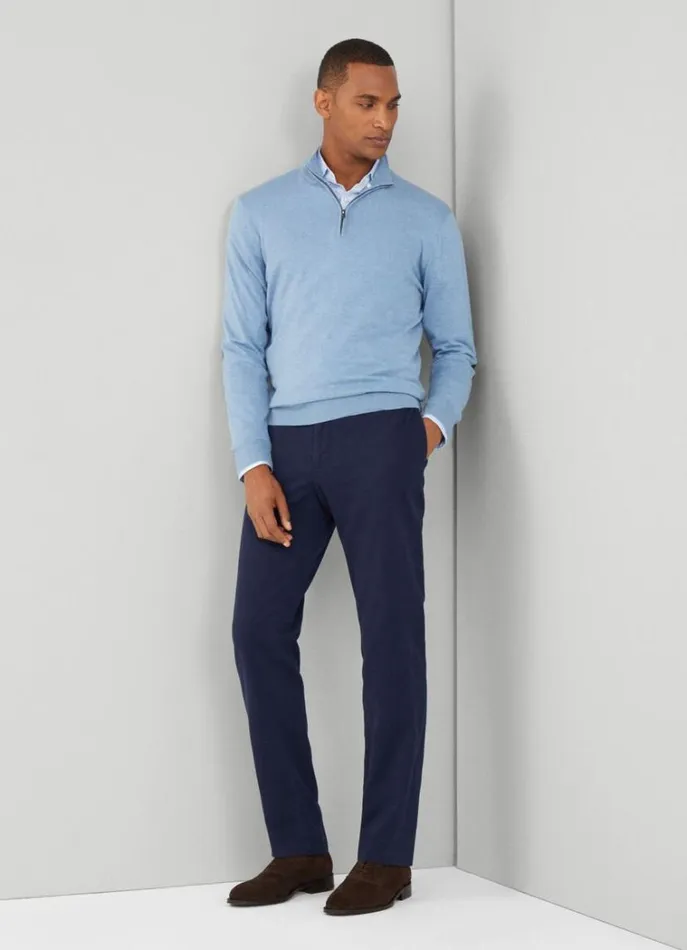 Men Knitwear Hackett London High Neck HalfZip Jumper Sky Blue