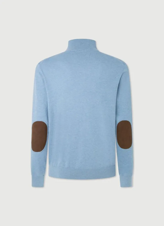 Men Knitwear Hackett London High Neck HalfZip Jumper Sky Blue