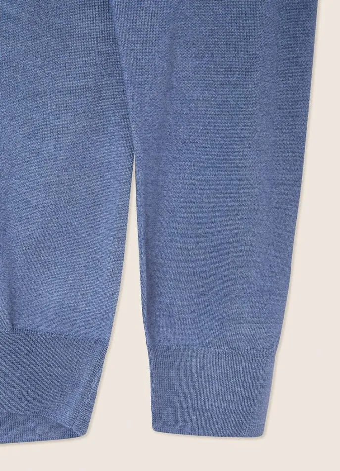 Men Knitwear Hackett London Merino Wool VNeck Jumper Chambray Blue