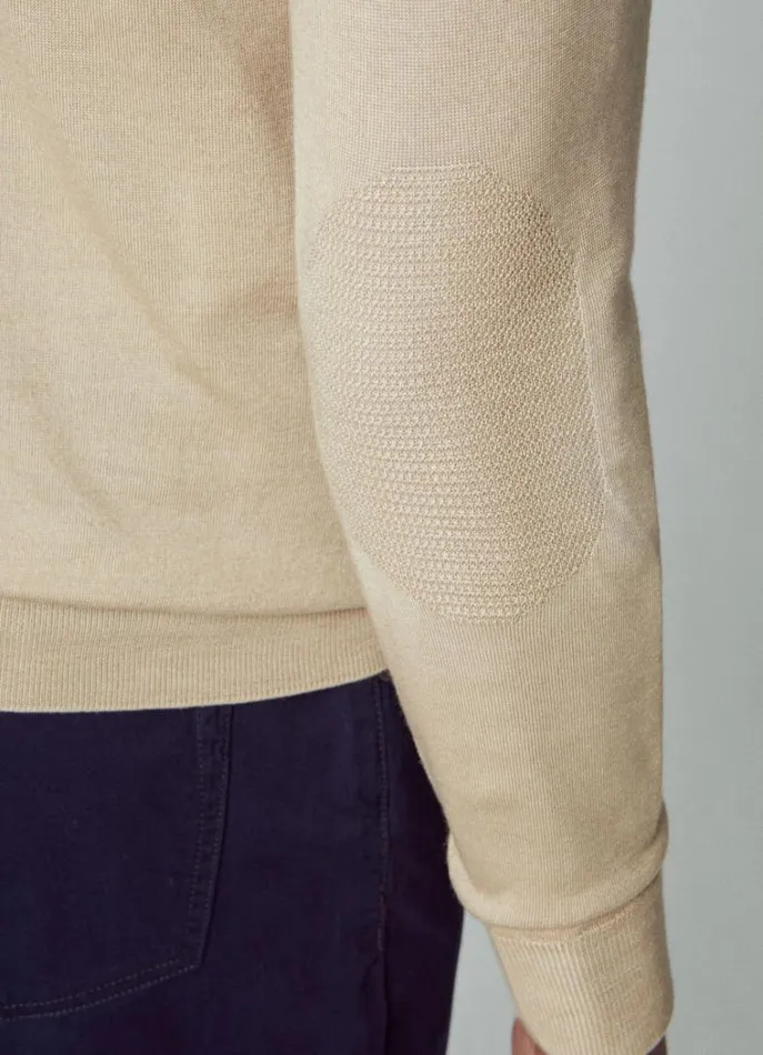 Men Knitwear Hackett London Merino Wool VNeck Jumper Taupe Beige