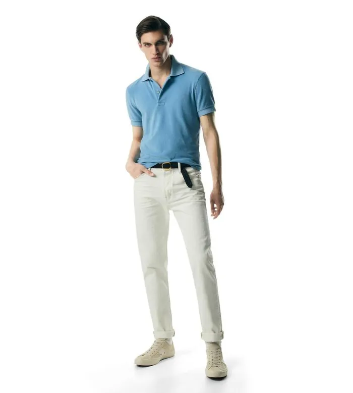 Men Knitwear Tom Ford Towelling Polo Aqua Men Knitwear Tom Ford Towelling Polo Aqua
