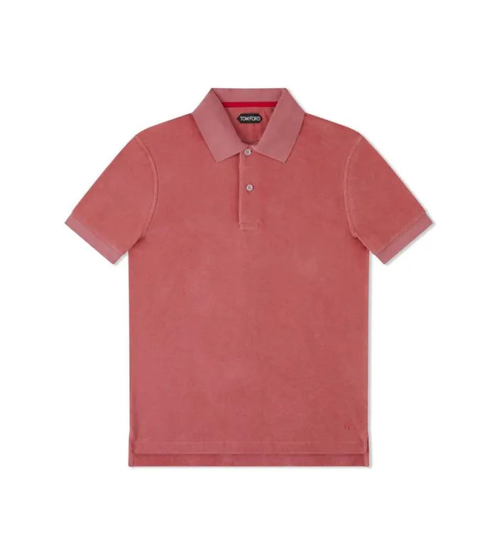Men Knitwear Tom Ford Towelling Polo Coral