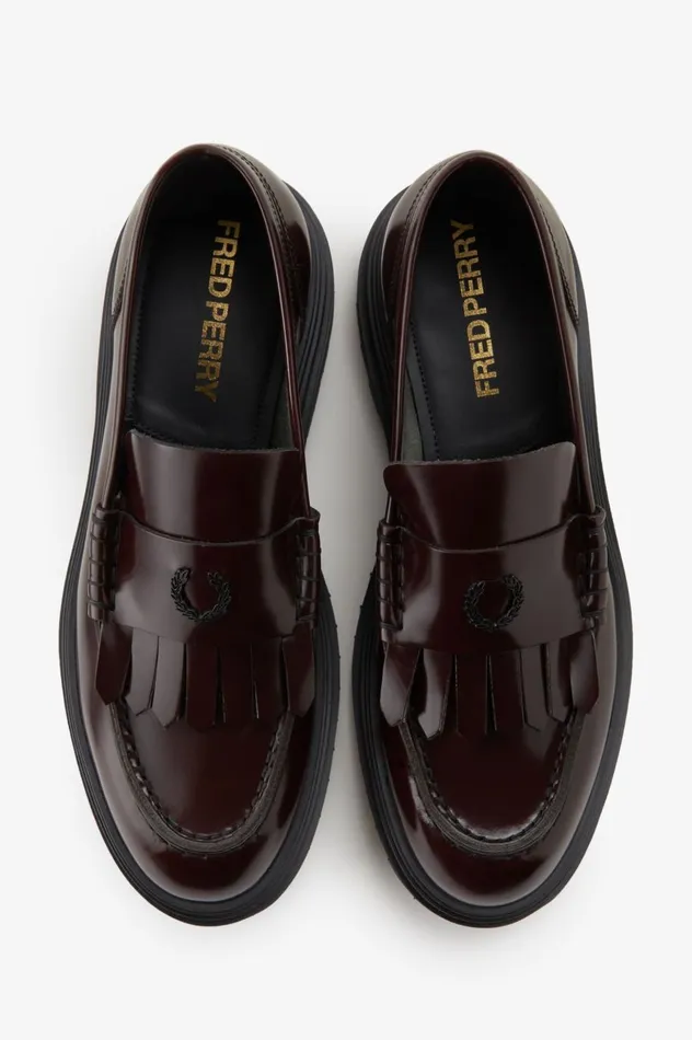Men Leather Loafer Oxblood Fred Perry Shoes