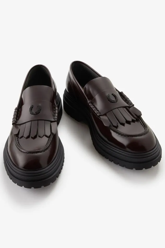 Men Leather Loafer Oxblood Fred Perry Shoes