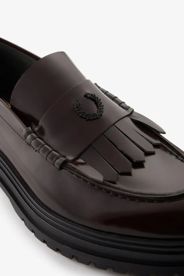 Men Leather Loafer Oxblood Fred Perry Shoes
