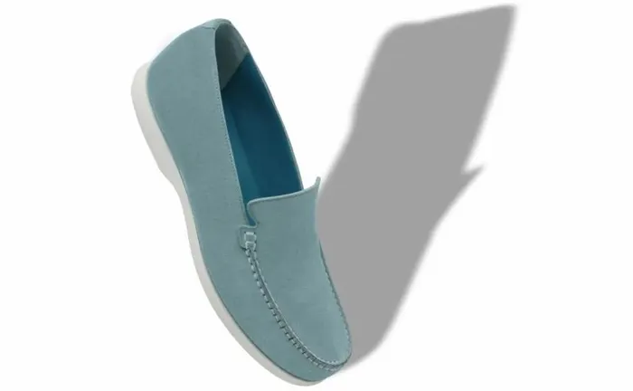 Men Light Blue Suede Loafers Manolo Blahnik Loafers