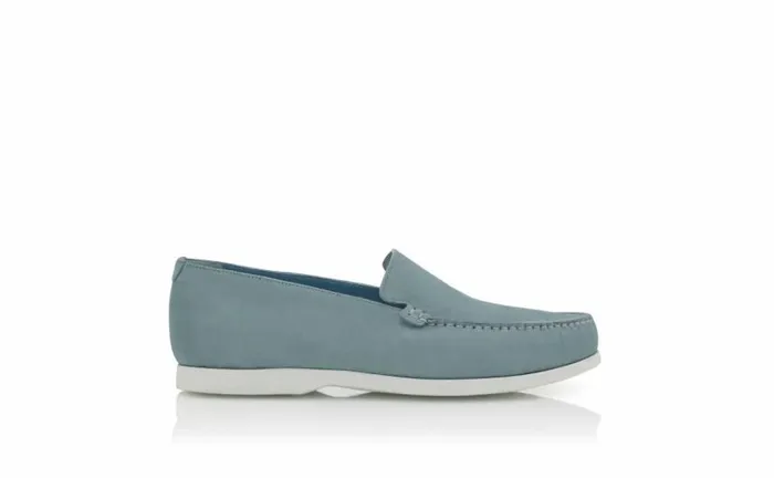 Men Light Blue Suede Loafers Manolo Blahnik Loafers