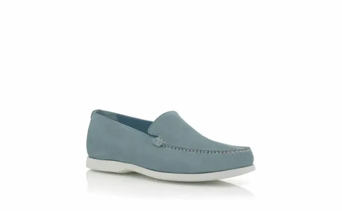 Men Light Blue Suede Loafers Manolo Blahnik Loafers