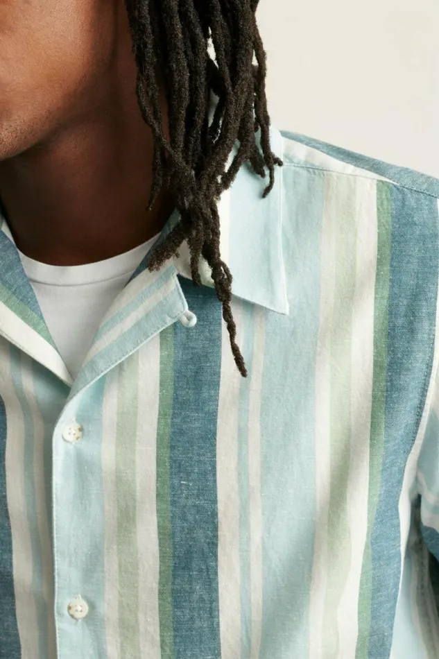 Men Limited Edition Riviera Cabana Shirt Blue Tortuga Stripe Bonobos Short Sleeve Shirts
