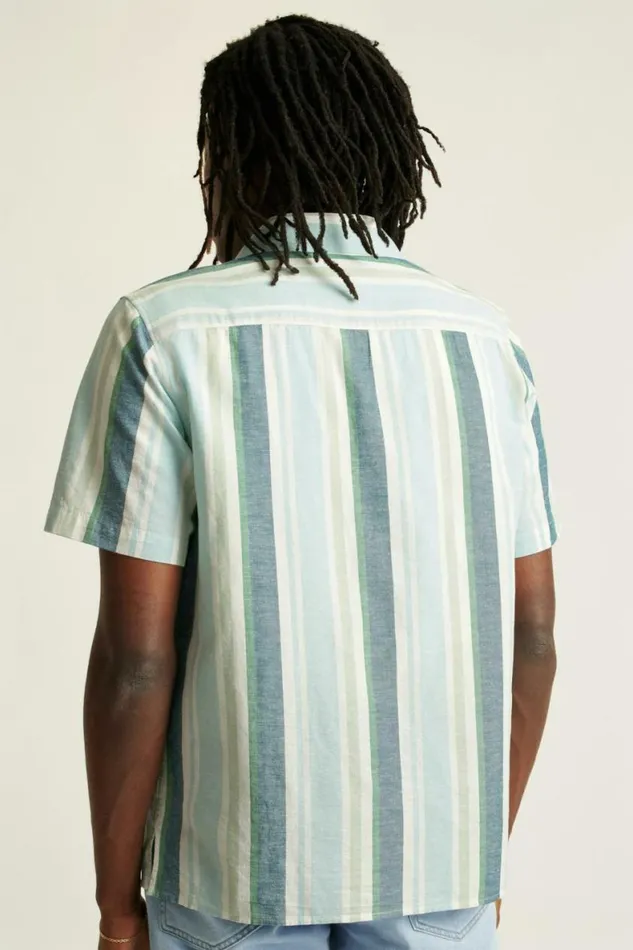 Men Limited Edition Riviera Cabana Shirt Blue Tortuga Stripe Bonobos Short Sleeve Shirts