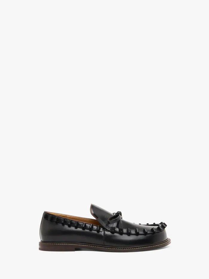 Men Loafers JW Anderson RUFFLE LEATHER MOCCASSIN Black