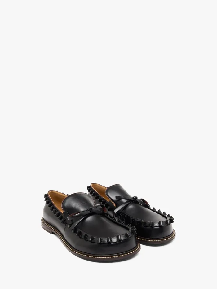 Men Loafers JW Anderson RUFFLE LEATHER MOCCASSIN Black
