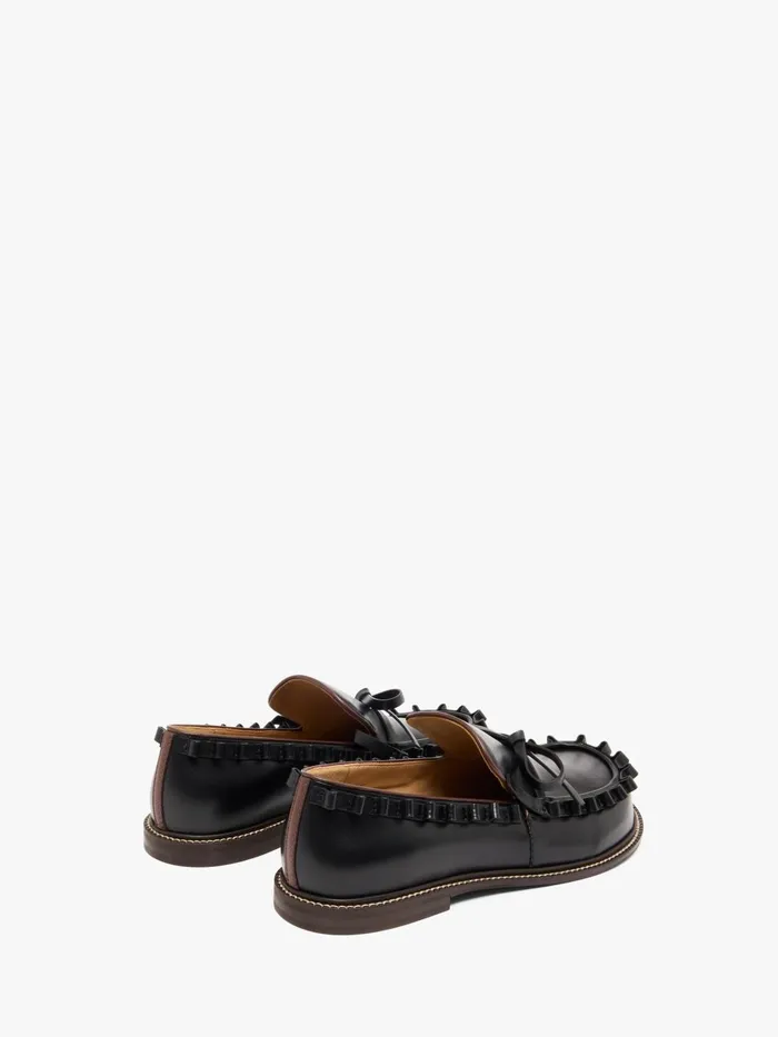 Men Loafers JW Anderson RUFFLE LEATHER MOCCASSIN Black