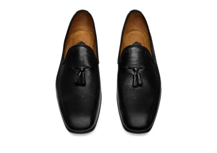 Men Loafers Tom Ford Grain Leather Bailey Tassel Slipper Black