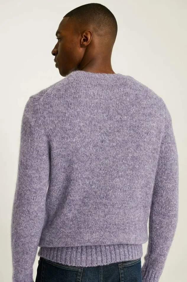 Men Luxe Mohair Sweater Heather Dark Lavender Bonobos Crew and VNeck Sweaters