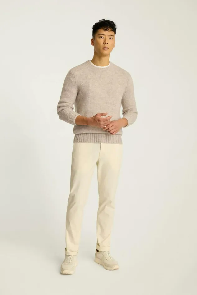 Men Luxe Mohair Sweater Heather Grey Oat Bonobos Crew and VNeck Sweaters