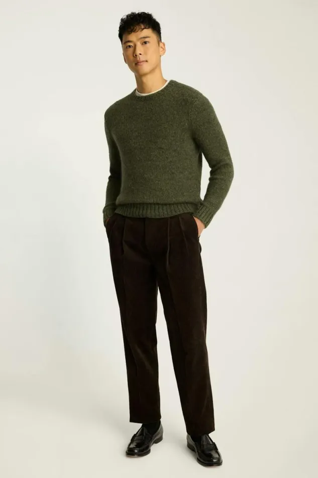 Men Luxe Mohair Sweater Heather Olive Bonobos Crew and VNeck Sweaters