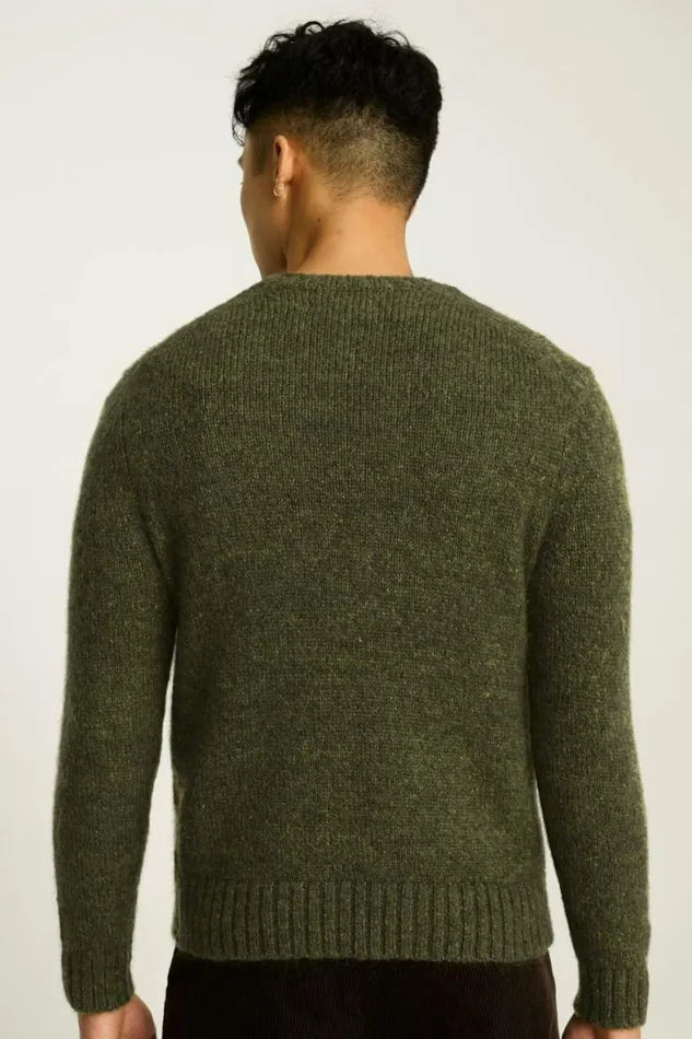 Men Luxe Mohair Sweater Heather Olive Bonobos Crew and VNeck Sweaters