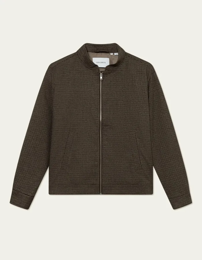 Men Mason Reg Bomber Jacket 8211 Brown Minicheck Les Deux JacketsCoats