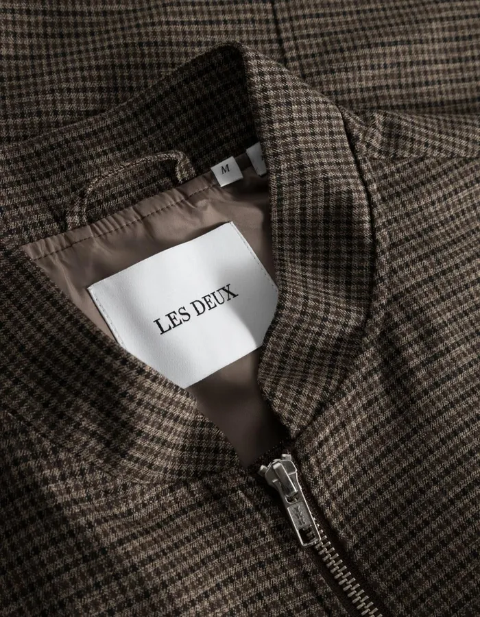 Men Mason Reg Bomber Jacket 8211 Brown Minicheck Les Deux JacketsCoats