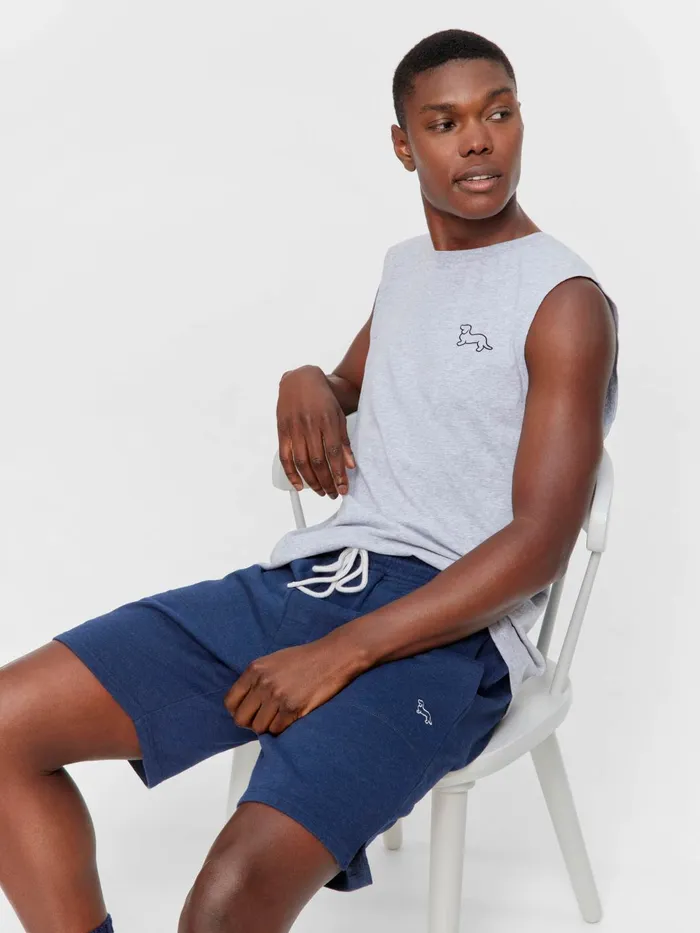 Men Navy Fleece Mid Short Navy Peter Alexander Shorts