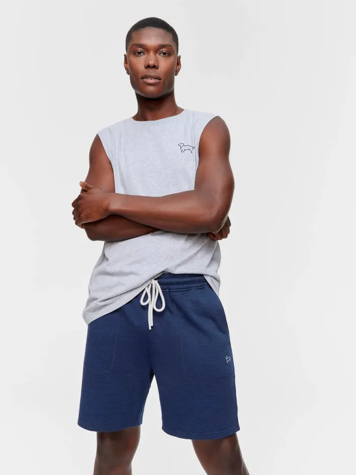 Men Navy Fleece Mid Short Navy Peter Alexander Shorts