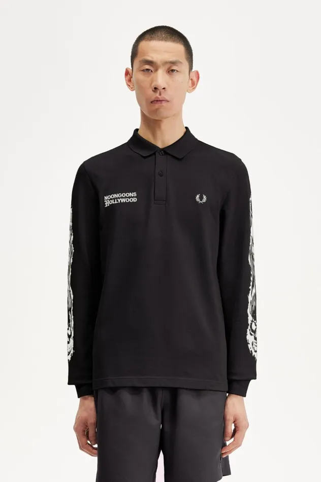 Men Noon GoonsNoongoons Long Sleeve Graphic Polo Shirt Black Fred Perry Polo Shirts Men Noon GoonsNoongoons Long Sleeve Graphic Polo Shirt Black Fred Perry Polo Shirts