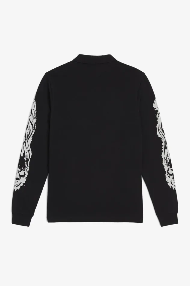 Men Noon GoonsNoongoons Long Sleeve Graphic Polo Shirt Black Fred Perry Polo Shirts
