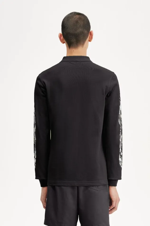 Men Noon GoonsNoongoons Long Sleeve Graphic Polo Shirt Black Fred Perry Polo Shirts