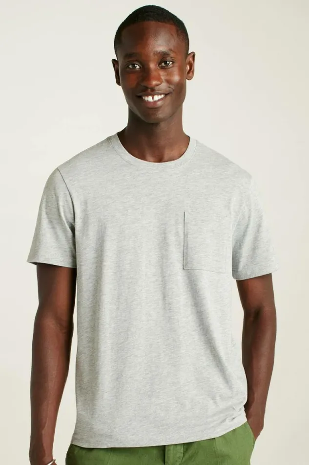 Men Organic Cotton Pocket Tee Heather Grey Bonobos Short Sleeve Tees