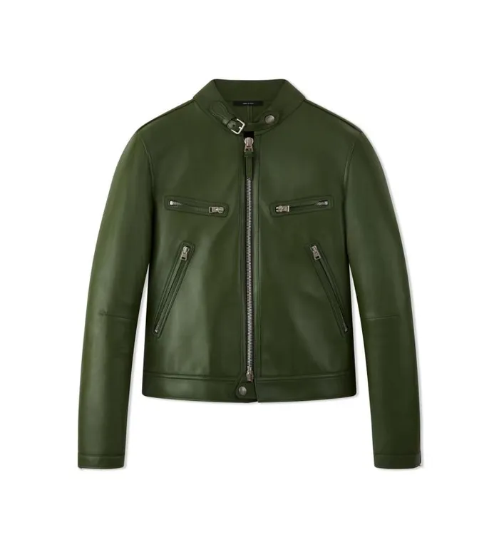 Men Outerwear Tom Ford Bonded Nappa Plonge Zip Racer Jacket